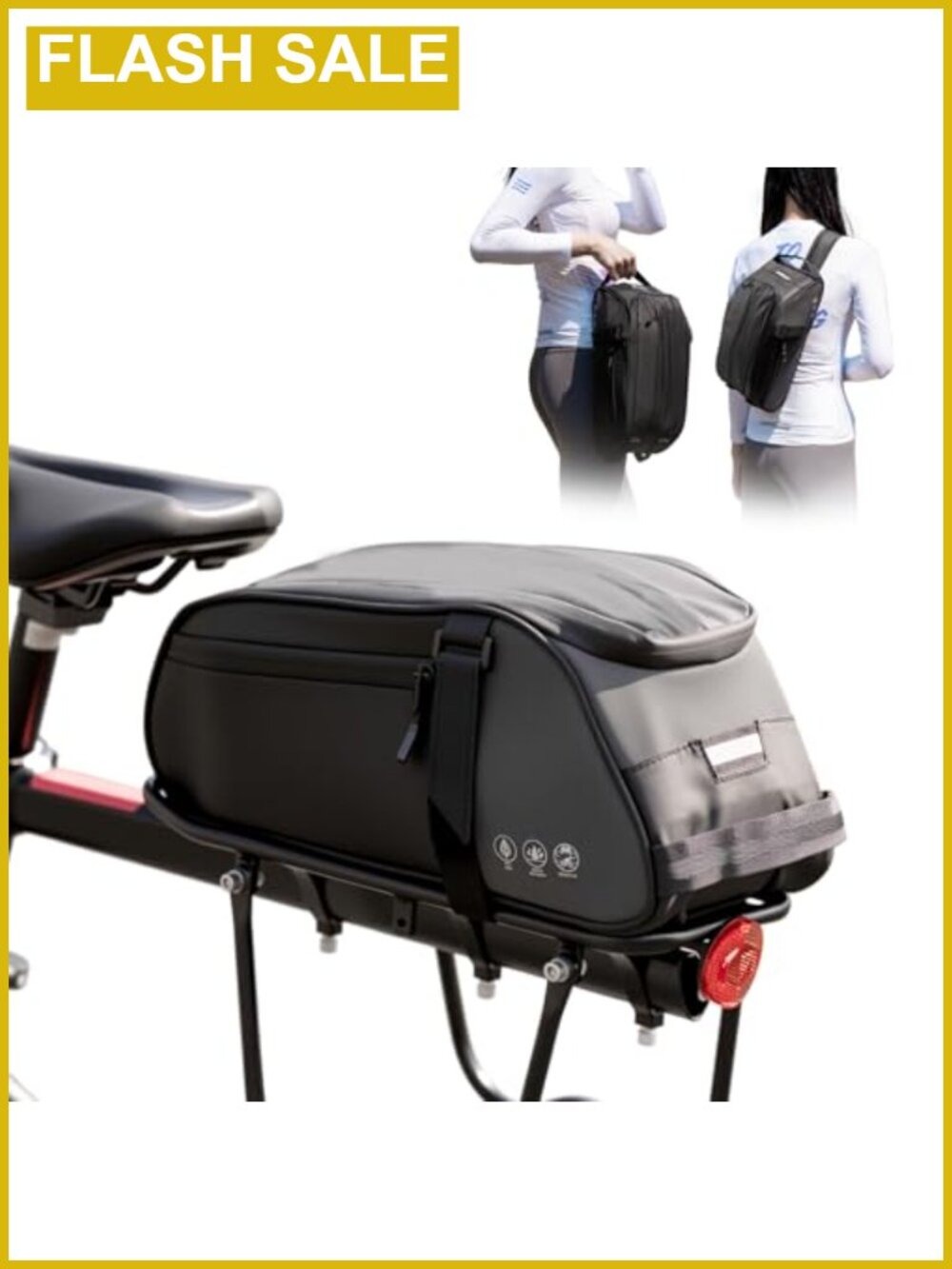 8L Waterproof Bike Rack Bag Reflective Cycling Trunk Bag with Shoulder Strap